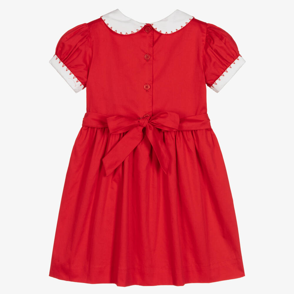 Rachel Riley-Girls Red Hand-Smocked Cotton Dress | Childrensalon Outlet