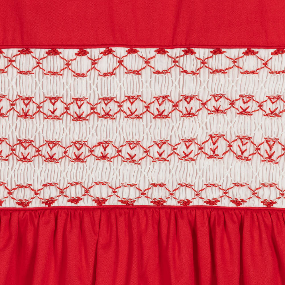 Rachel Riley-Girls Red Hand-Smocked Cotton Dress | Childrensalon Outlet