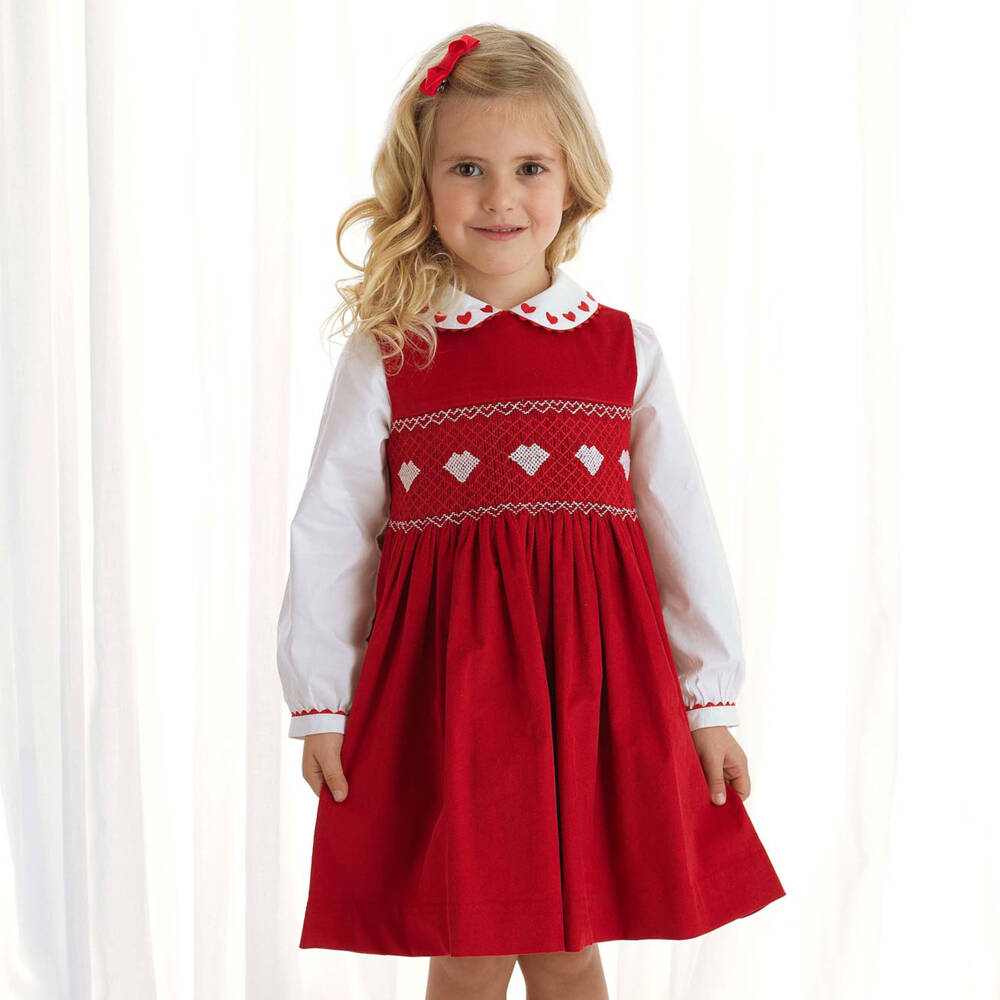 Rachel Riley-Girls Red Hand-Smocked Dress | Childrensalon Outlet