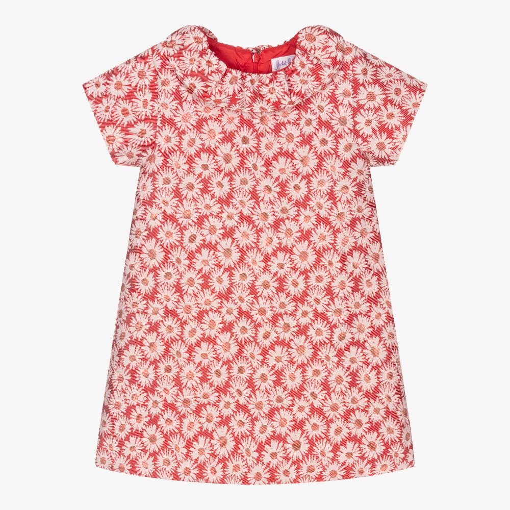Rachel Riley-Girls Red Jacquard Dress  | Childrensalon Outlet