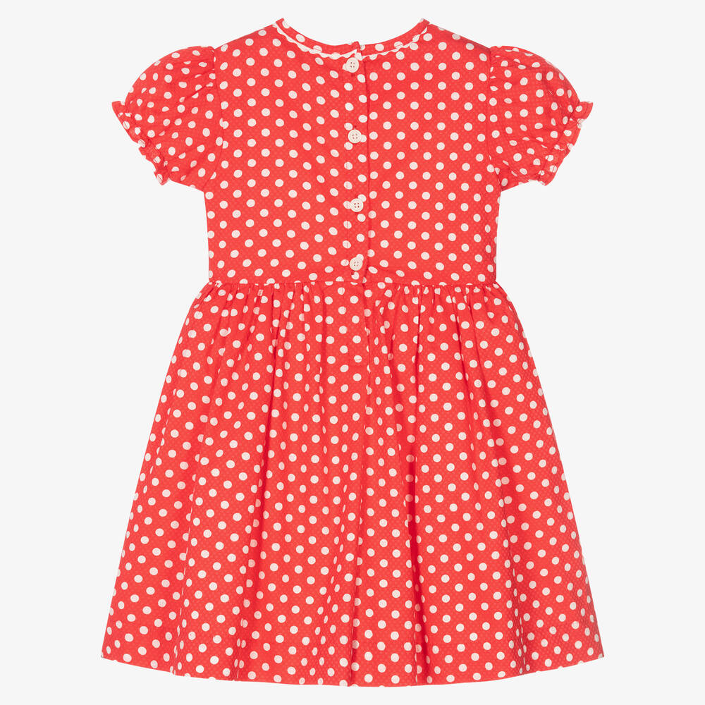 Rachel Riley Girls Red Polka Dot Dress Childrensalon Outlet
