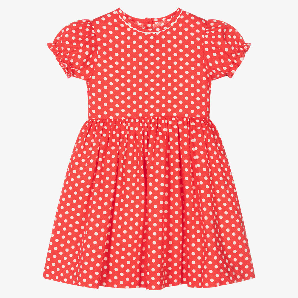 Rachel Riley - Girls Red Polka Dot Dress | Childrensalon