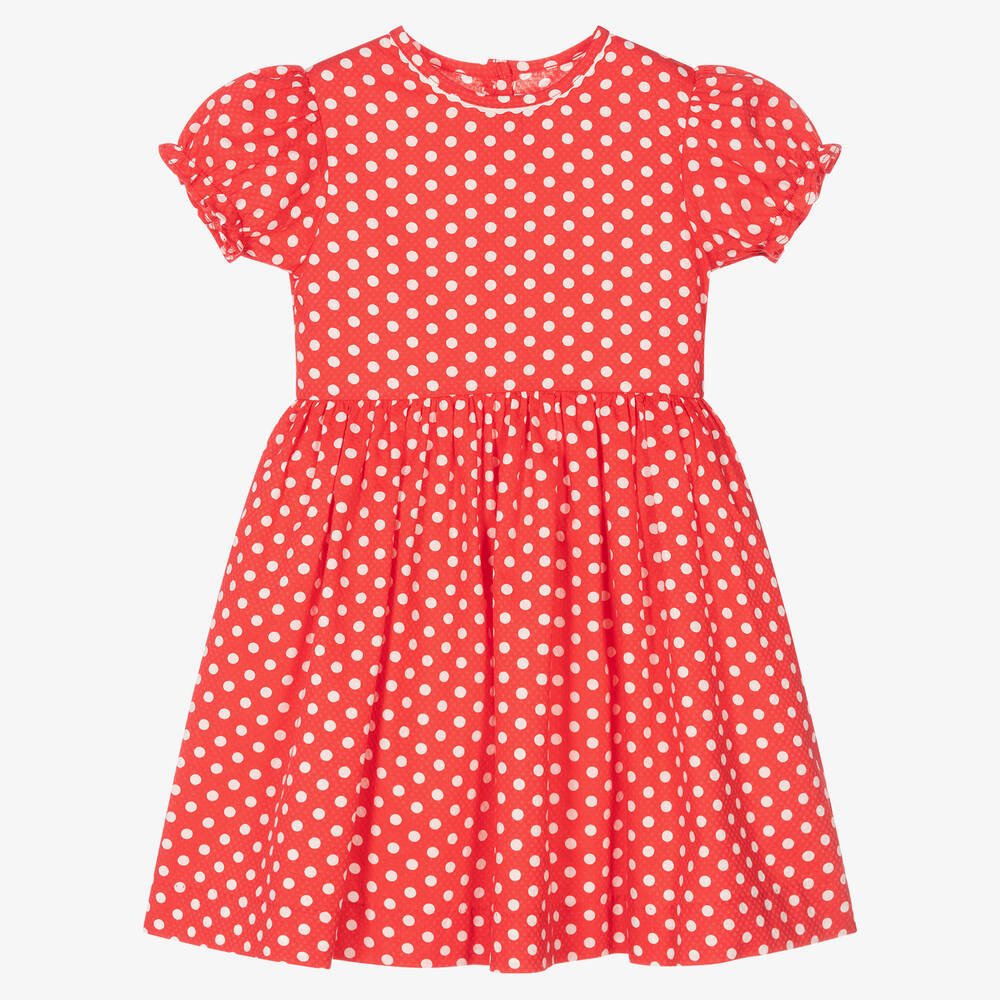 Rachel Riley - Robe rouge à pois fille | Childrensalon