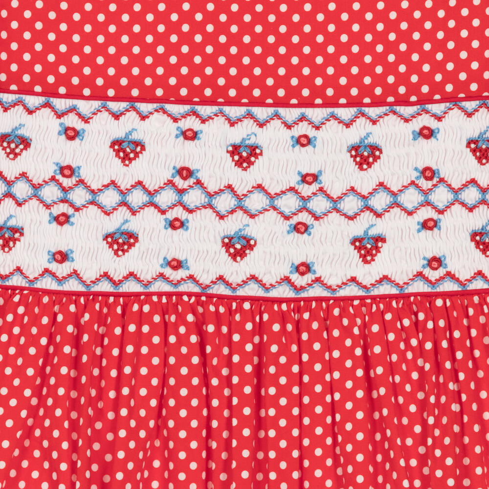Rachel Riley-Girls Red Smocked Polka Dot Dress | Childrensalon Outlet
