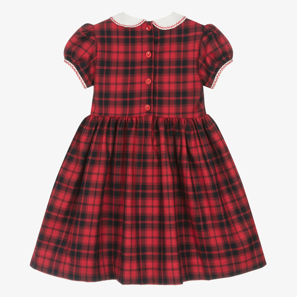 Rachel Riley-Красное хлопковое платье со сборками в клетку | Childrensalon Outlet