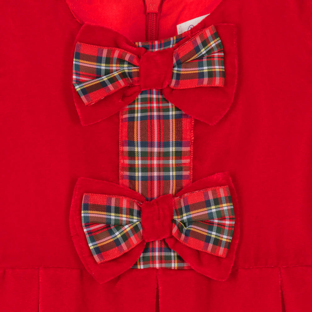 Rachel Riley-Girls Red Velvet Bow Dress | Childrensalon Outlet