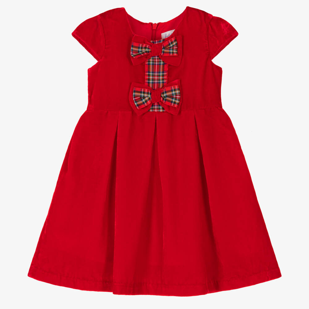 Rachel Riley-Girls Red Velvet Bow Dress | Childrensalon Outlet