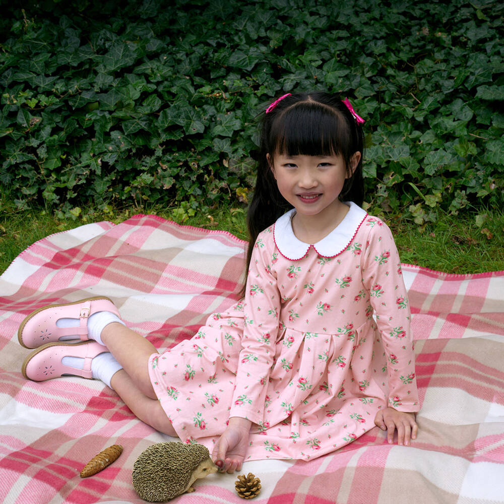 Rachel Riley-Girls Rose Print Cotton Dress | Childrensalon Outlet