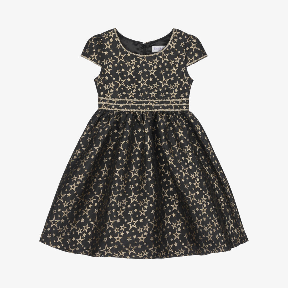Rachel Riley-Girls Starry Black and Gold Dress | Childrensalon Outlet