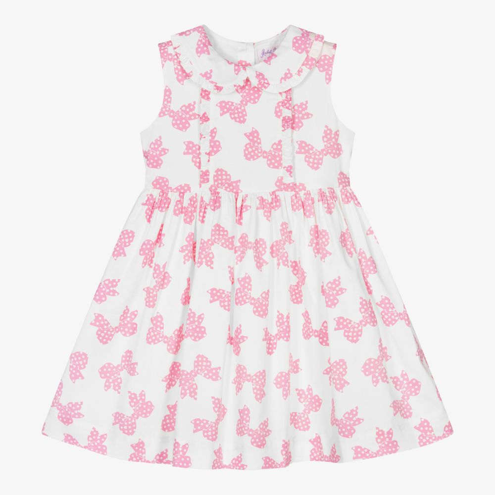 Rachel Riley - Бело-розовое платье для девочек | Childrensalon