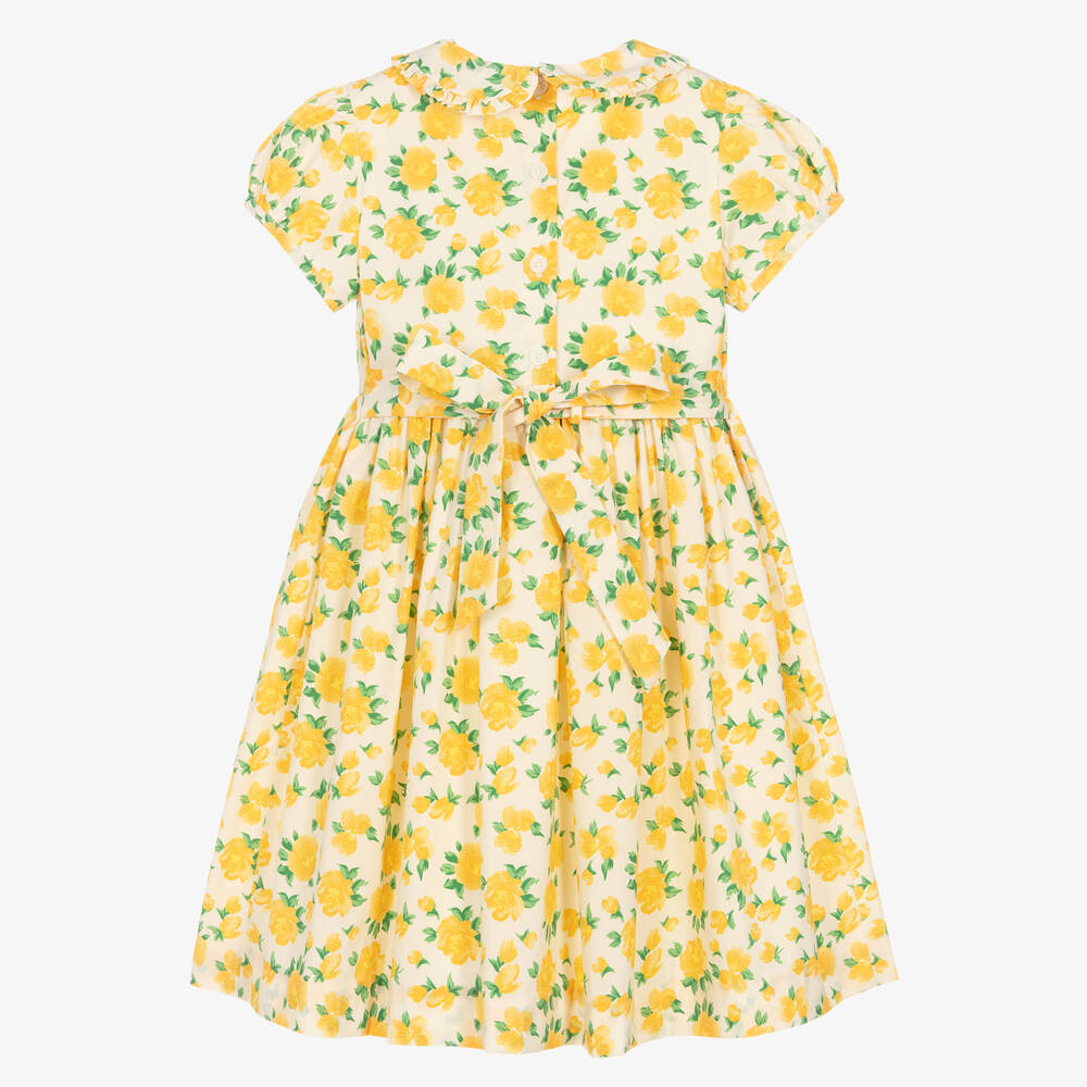 Rachel Riley-Girls Yellow Floral Cotton Dress | Childrensalon Outlet
