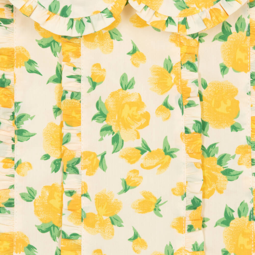 Rachel Riley-Girls Yellow Floral Cotton Dress | Childrensalon Outlet