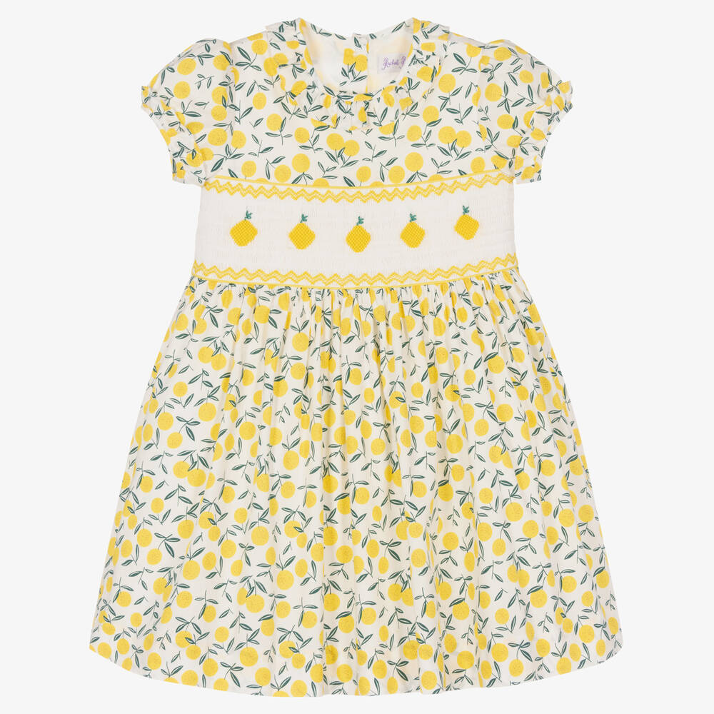 Rachel Riley - Robe chemisier jaune imprimé citron | Childrensalon