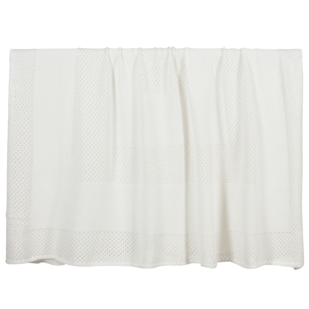 Rachel Riley - Ivory Knitted Blanket (125cm) | Childrensalon