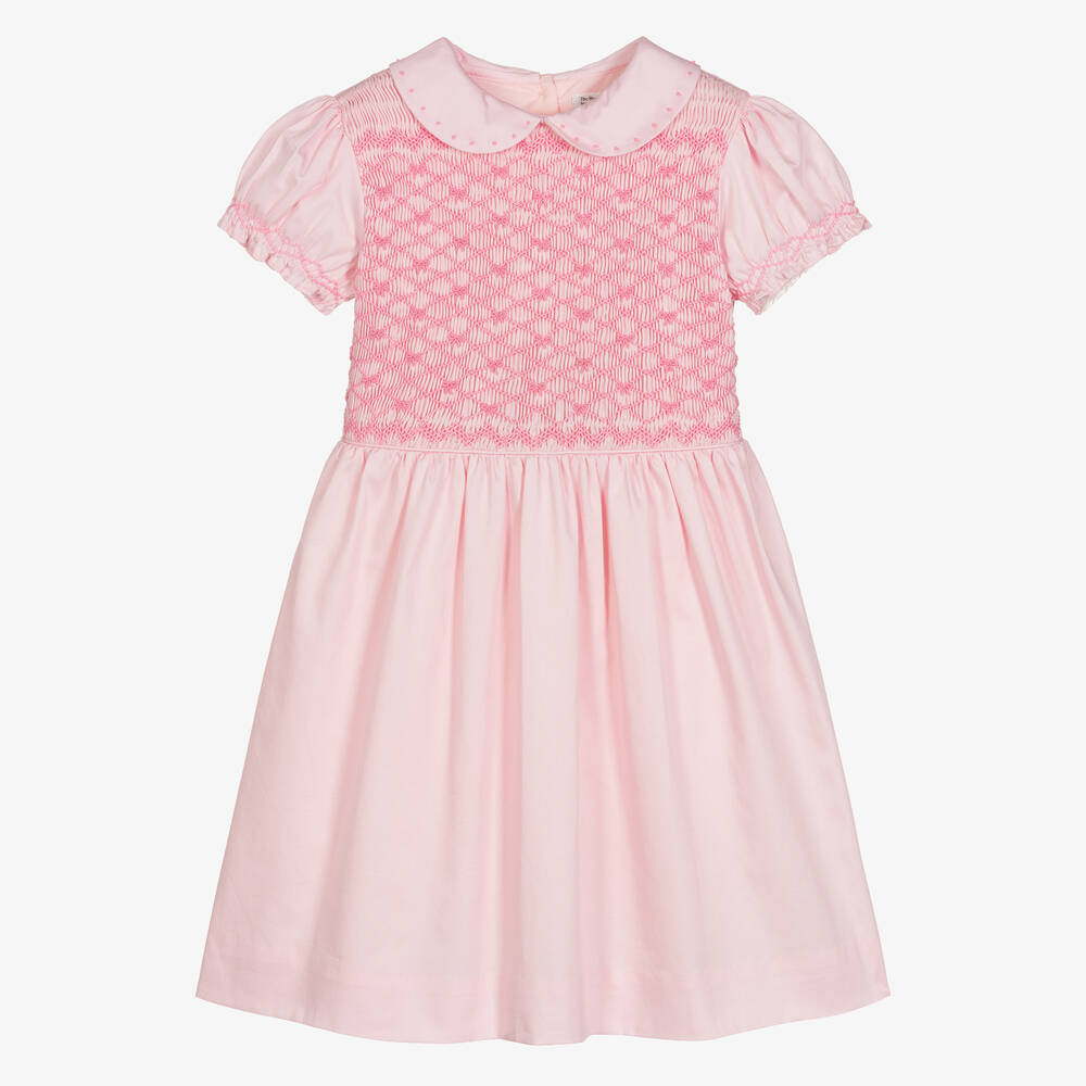 Rachel Riley - Розовое хлопковое платье со складками | Childrensalon