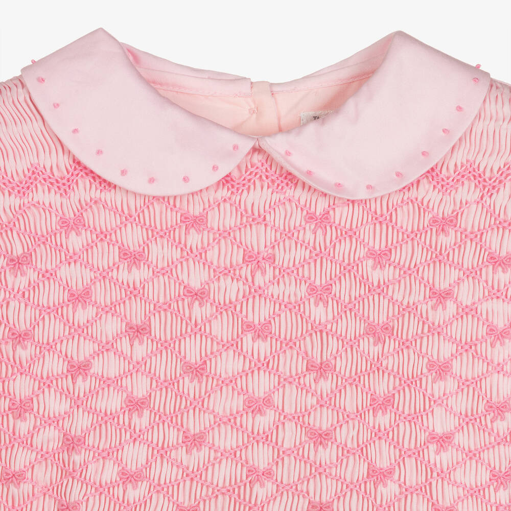 Rachel Riley-Розовое хлопковое платье со складками | Childrensalon Outlet