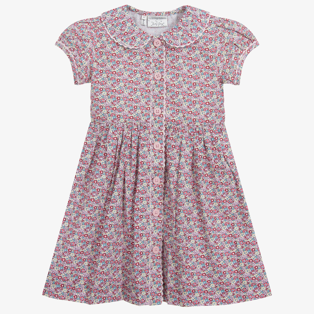 Rachel Riley - Розовое хлопковое платье в цветочек | Childrensalon
