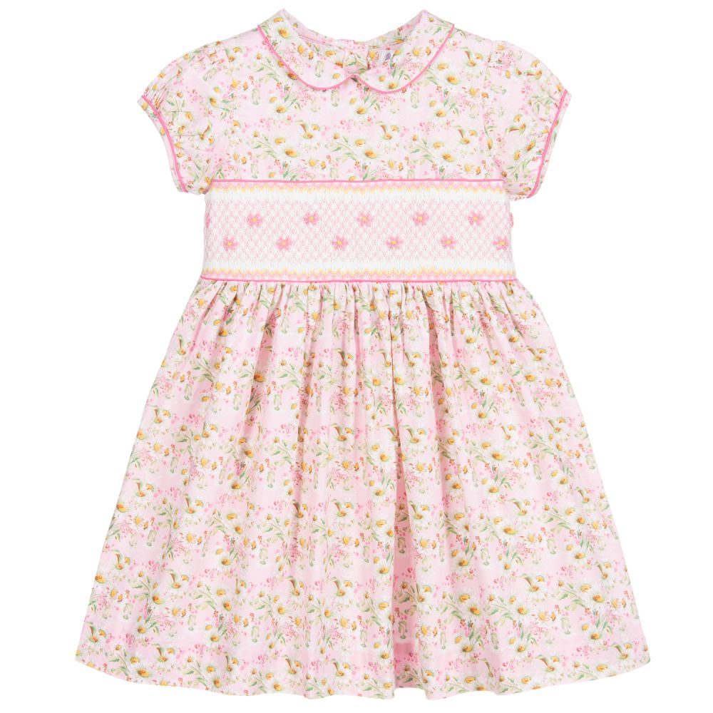 Rachel Riley - Robe à smocks fleurie rose | Childrensalon