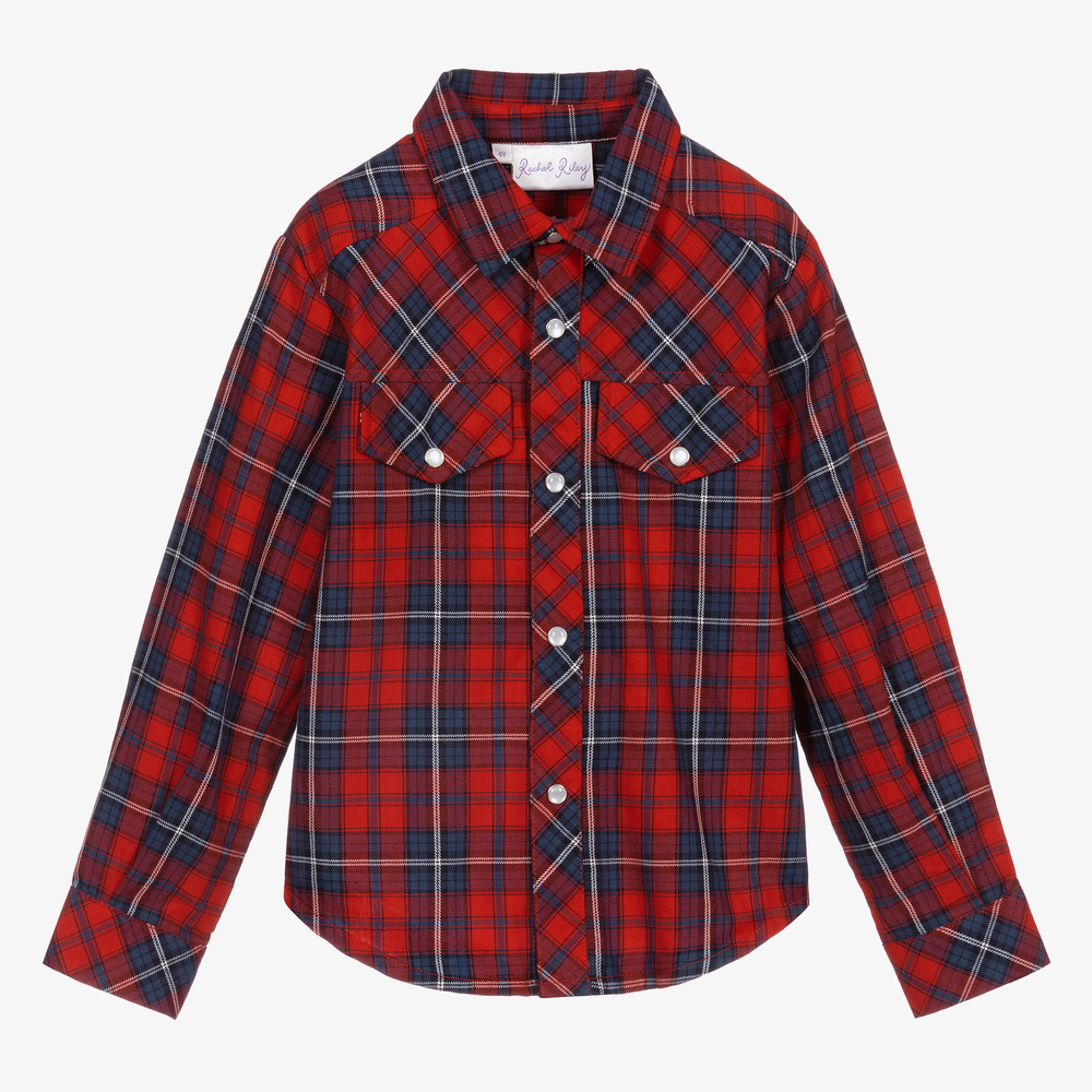 Rachel Riley - Red Blue Tartan Shirt | Childrensalon