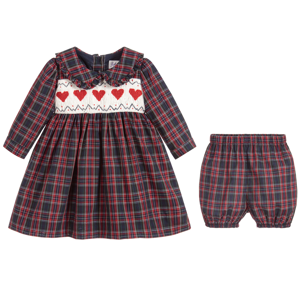 Rachel Riley - Red Tartan Smocked Dress | Childrensalon