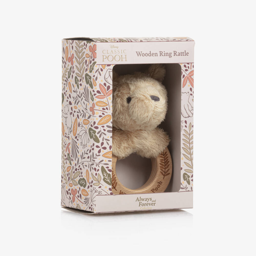 Rainbow Designs-Boys Beige Pooh Wooden Rattle | Childrensalon Outlet