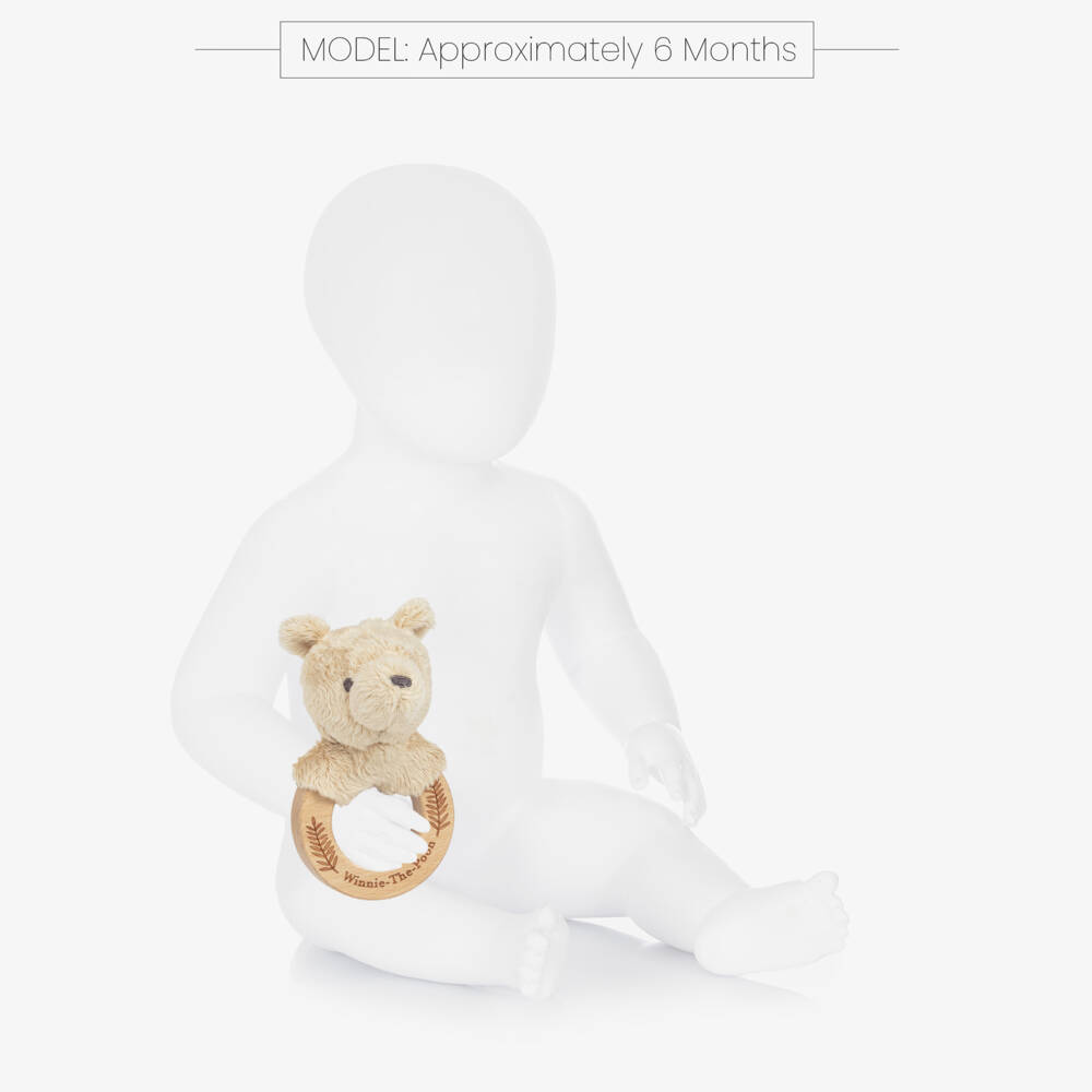 Rainbow Designs-Boys Beige Pooh Wooden Rattle | Childrensalon Outlet