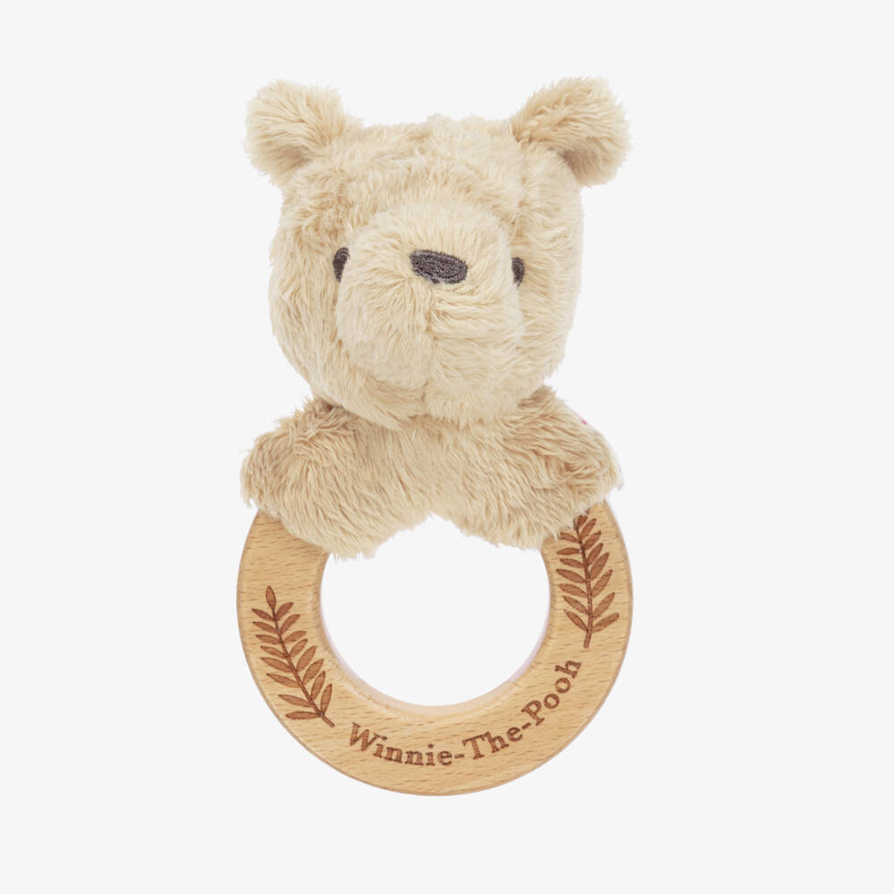 Rainbow Designs-Boys Beige Pooh Wooden Rattle | Childrensalon Outlet