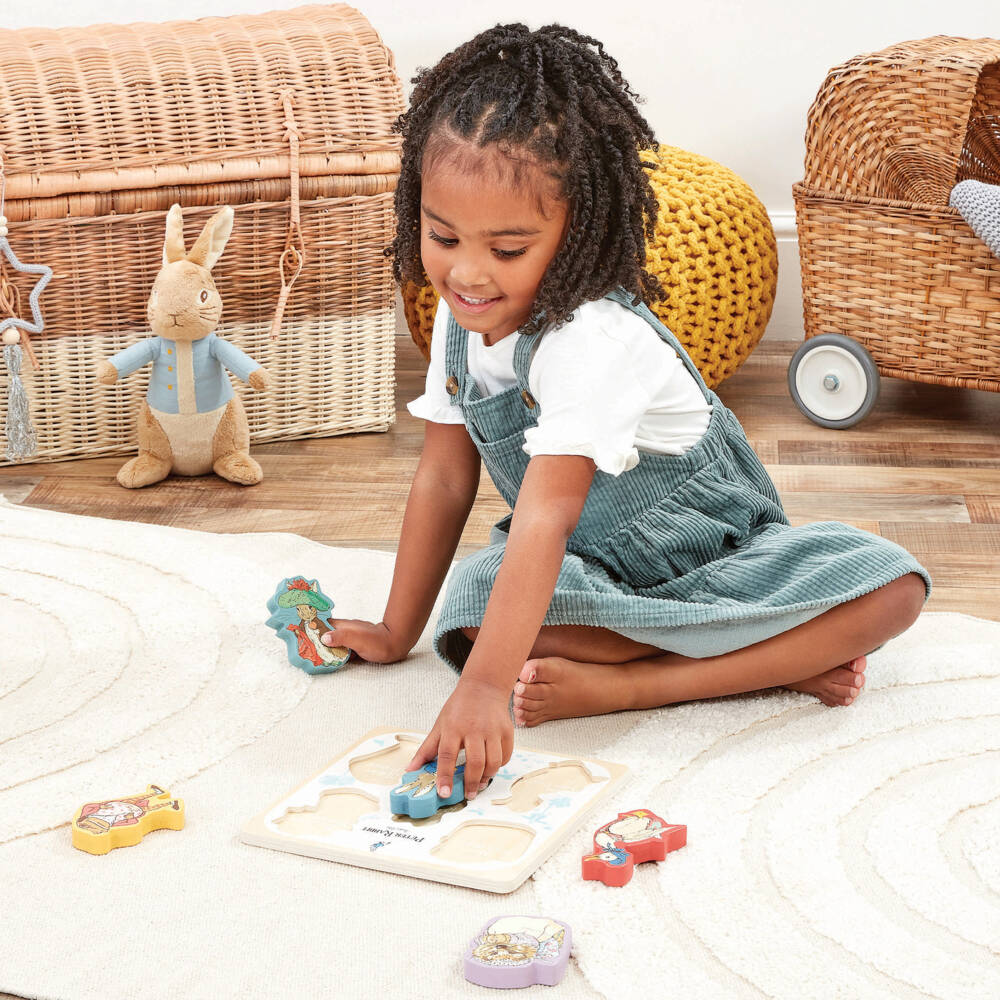 Rainbow Designs-Boys Charming Beige Wooden Puzzle | Childrensalon Outlet