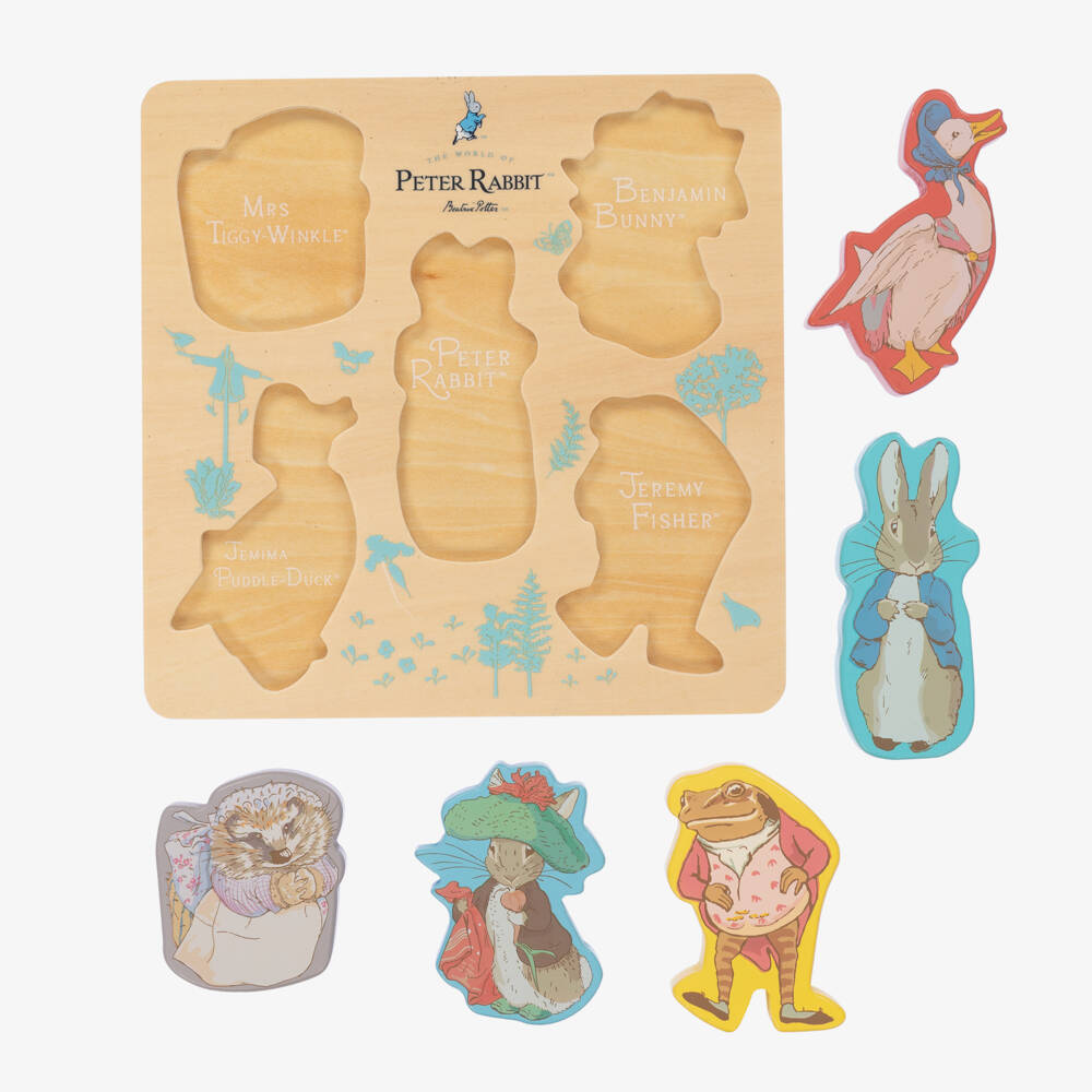 Rainbow Designs-Boys Charming Beige Wooden Puzzle | Childrensalon Outlet