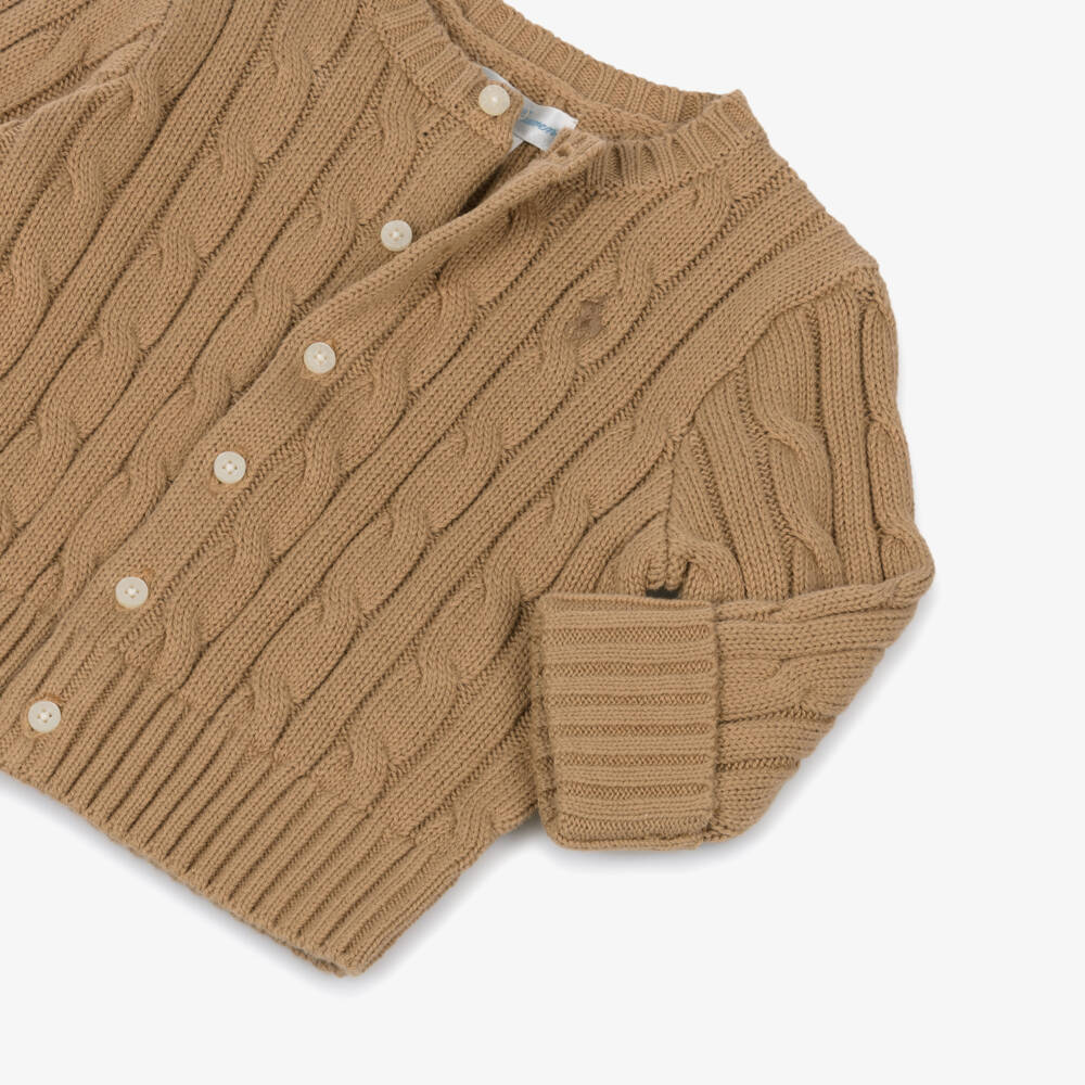 Ralph Lauren-Baby Boys Beige Cotton Cable Knit Trouser Set | Childrensalon Outlet