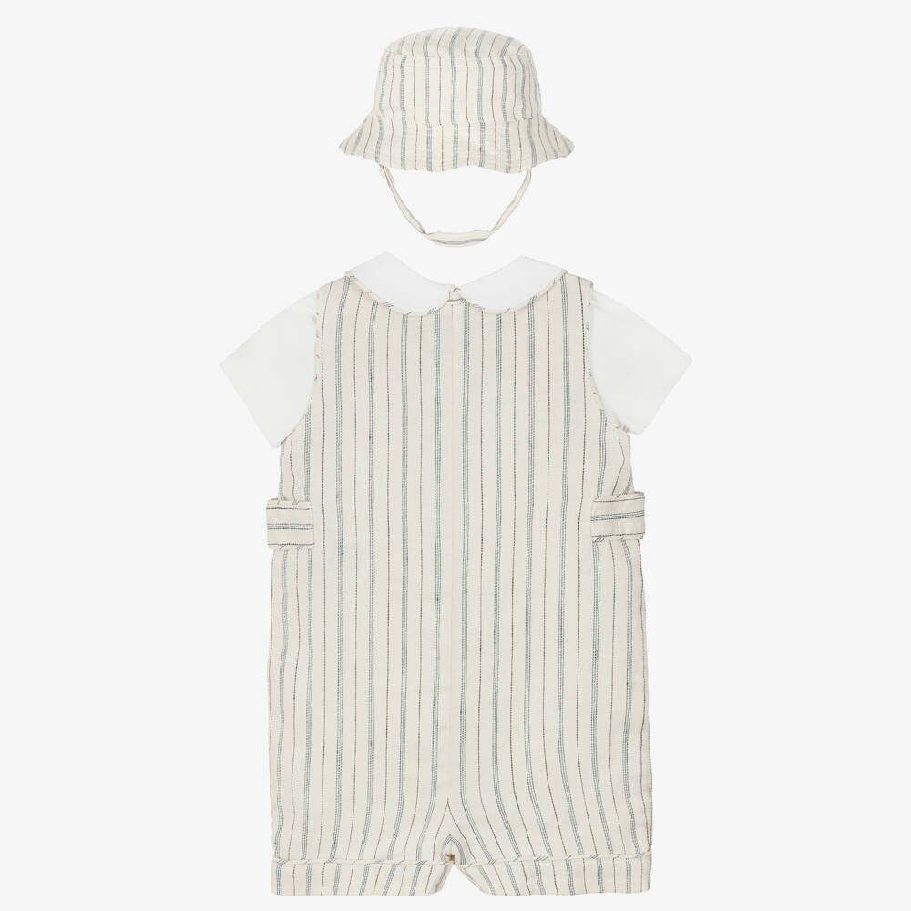 Ralph Lauren-Baby Boys Beige Striped Dungaree Set | Childrensalon Outlet