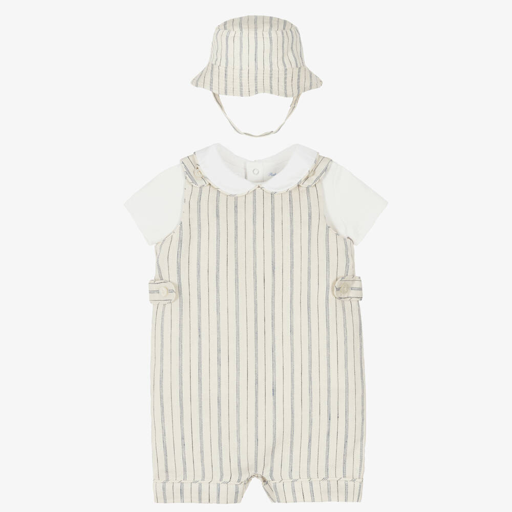 Ralph Lauren-Baby Boys Beige Striped Dungaree Set | Childrensalon Outlet