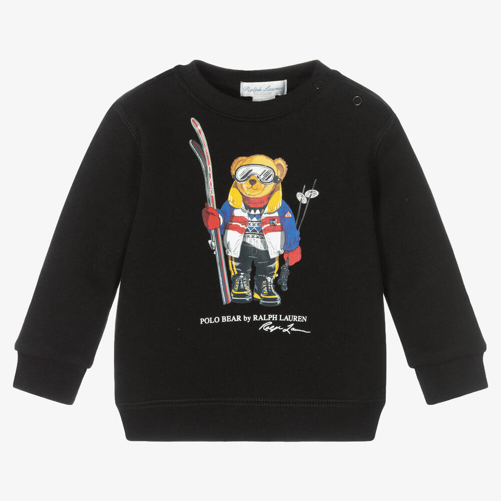 Ralph Lauren - Sweat noir ours bébé garçon | Childrensalon