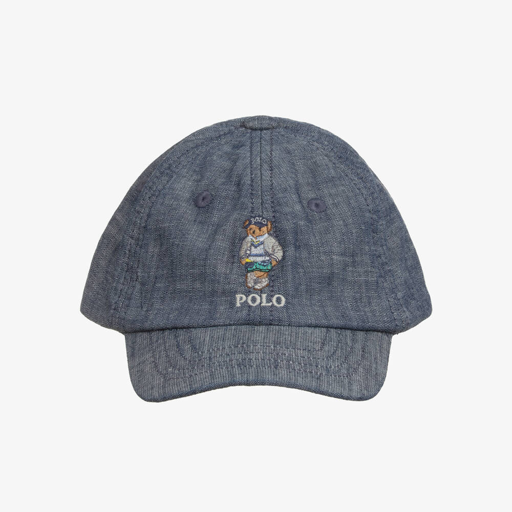 Ralph Lauren-Baby Boys Blue Chambray Polo Bear Cap | Childrensalon Outlet