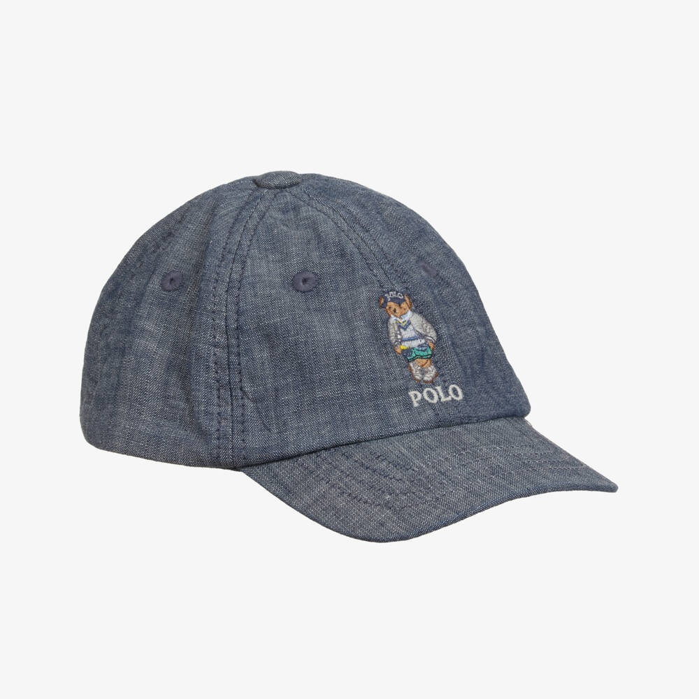 Ralph Lauren-Кепка из шамбре с медвежонком для мальчиков синяя | Childrensalon Outlet