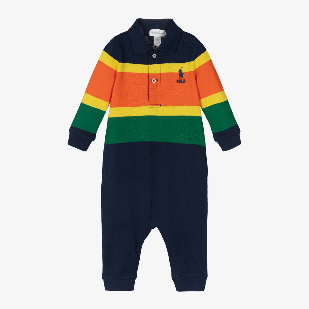 Ralph Lauren - Blauer Baby-Farbblock-Overall (J) | Childrensalon