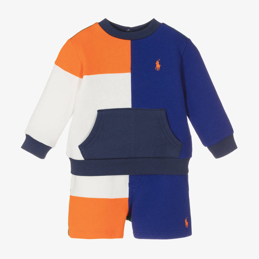 Ralph Lauren - Синий топ и шорты с цветовыми блоками для малышей | Childrensalon