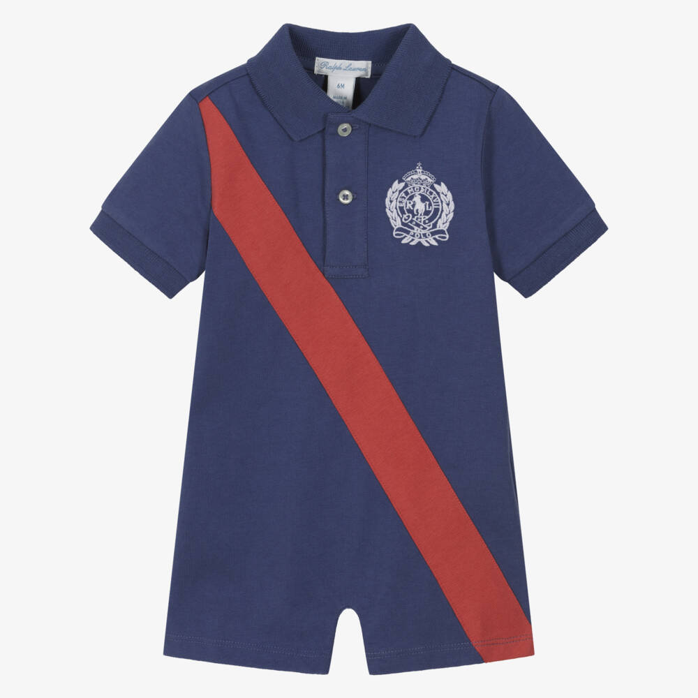 Ralph Lauren-Baby Boys Blue Cotton Jersey Polo Shortie | Childrensalon Outlet