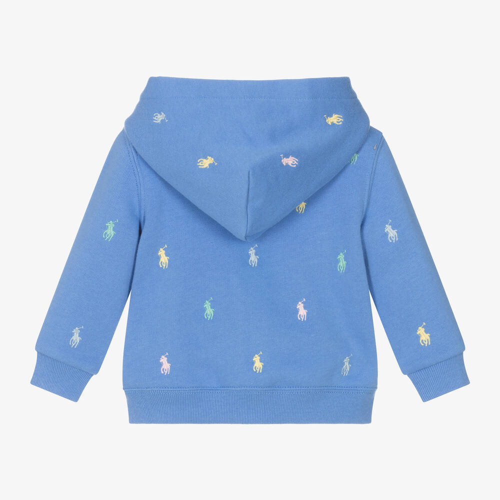 Ralph Lauren Baby Boys Blue Cotton Pony Zip Up Hoodie
