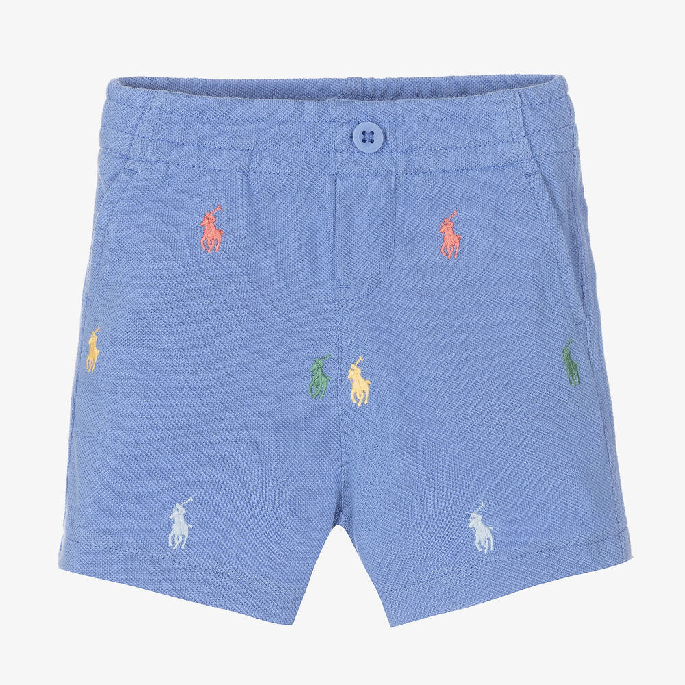 Ralph Lauren - Baby Boys Blue Cotton Shorts | Childrensalon