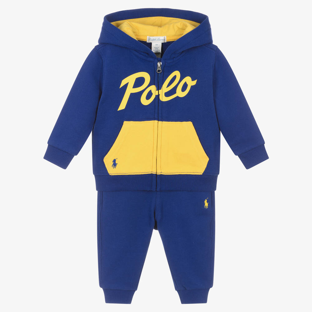 Ralph Lauren - بدلة رياضية قطن جيرسي لون أزرق للمواليد | Childrensalon
