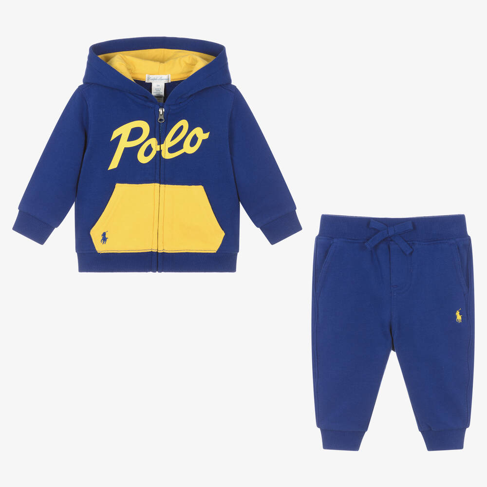 Ralph Lauren Baby Boys Blue Cotton Tracksuit Childrensalon Outlet