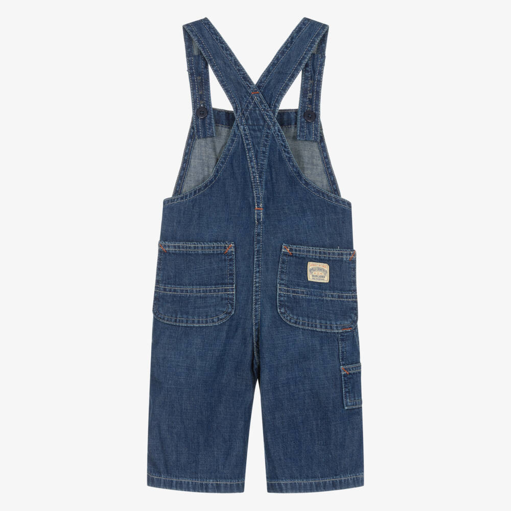 Ralph Lauren-Baby Boys Blue Denim Polo Bear Dungarees | Childrensalon Outlet