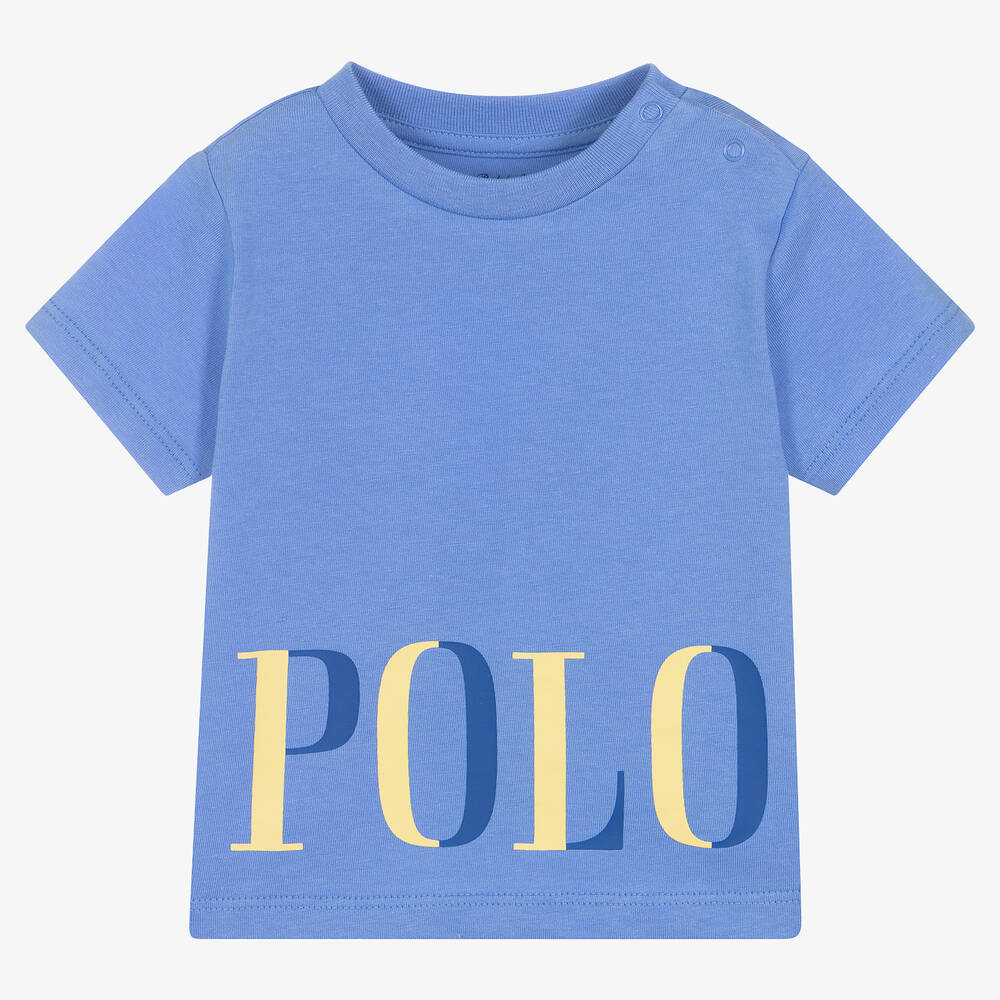 Ralph Lauren - Baby Boys Blue Logo T-Shirt | Childrensalon