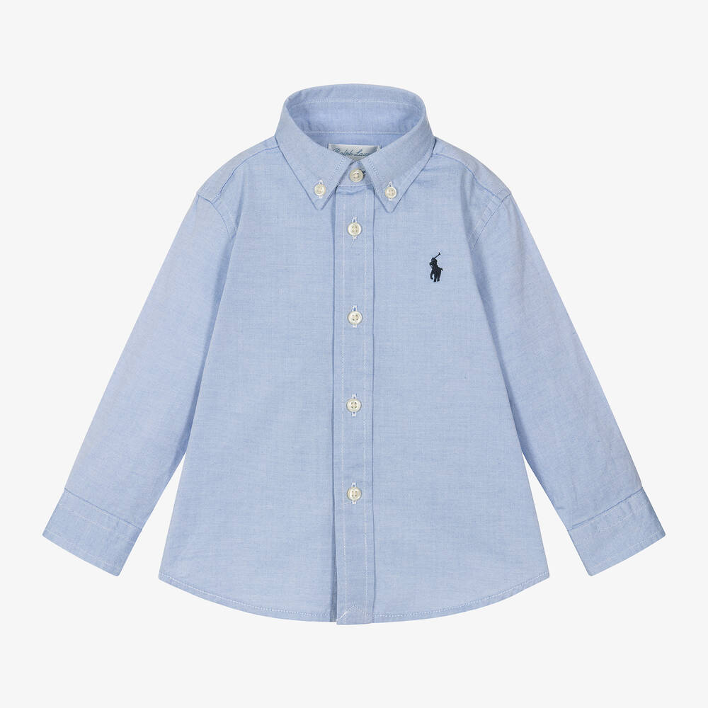 Ralph Lauren-Baby Boys Blue Oxford Cotton Shirt | Childrensalon Outlet