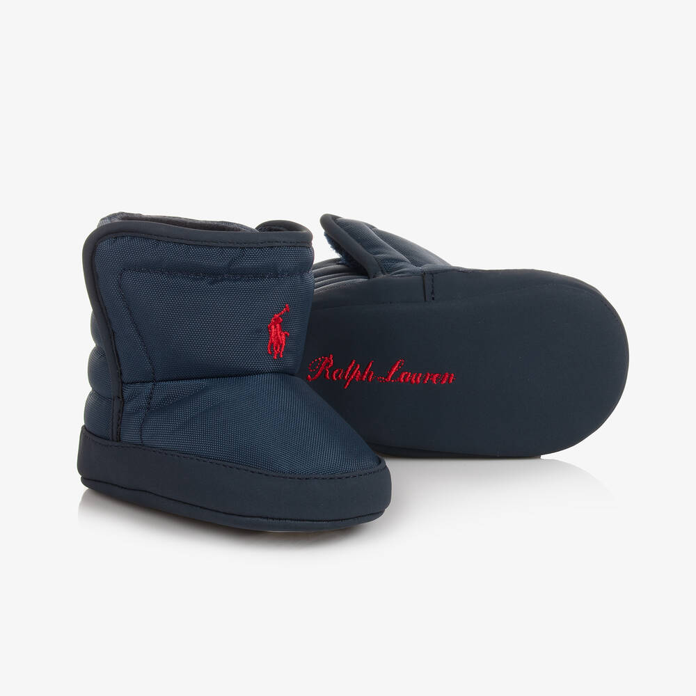 Ralph Lauren - Blaue gefütterte Krabbelstiefel | Childrensalon