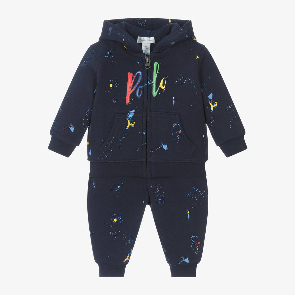 Baby Boys Blue Paint Cotton Tracksuit