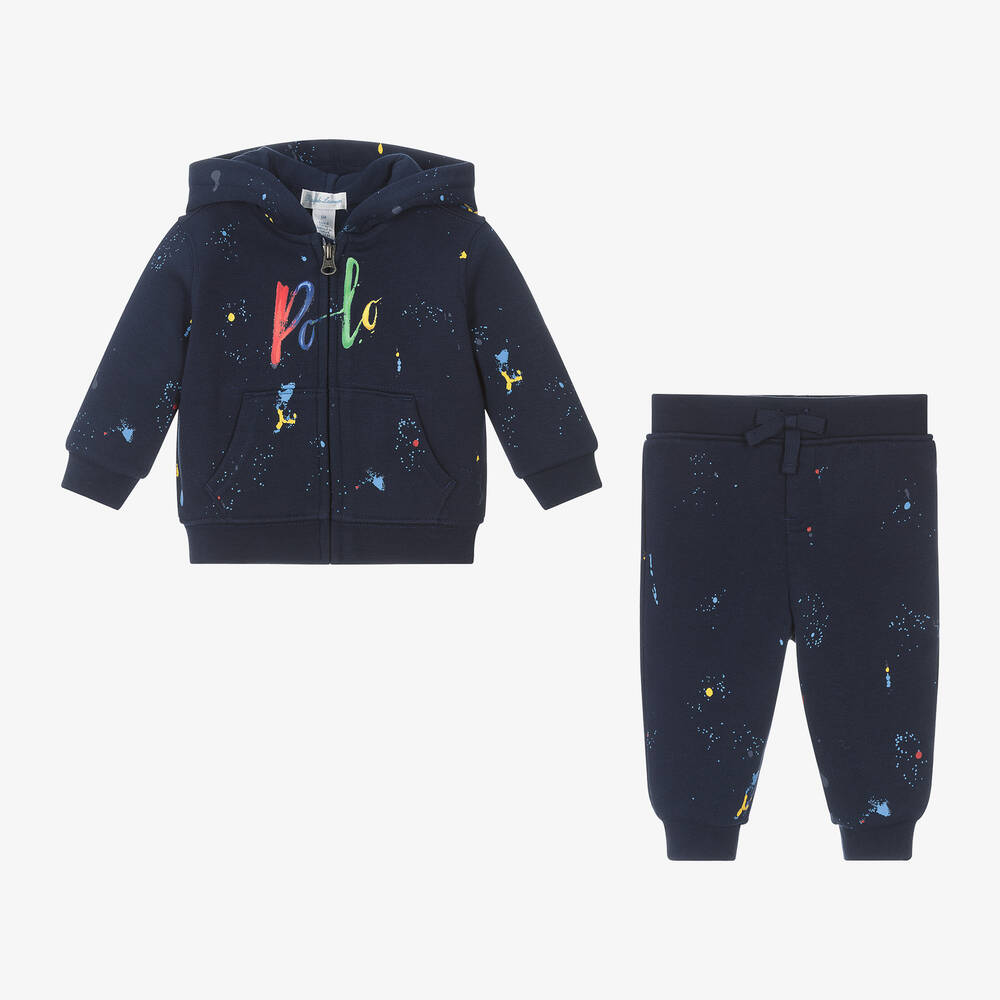 Ralph Lauren-Baby Boys Blue Paint Cotton Tracksuit | Childrensalon Outlet