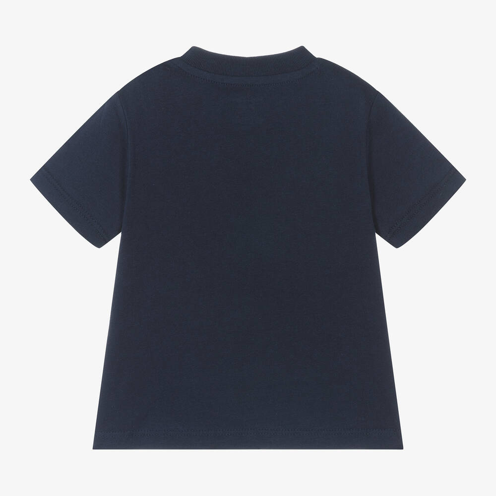 Ralph Lauren-Синяя хлопковая футболка с медвежонком | Childrensalon Outlet