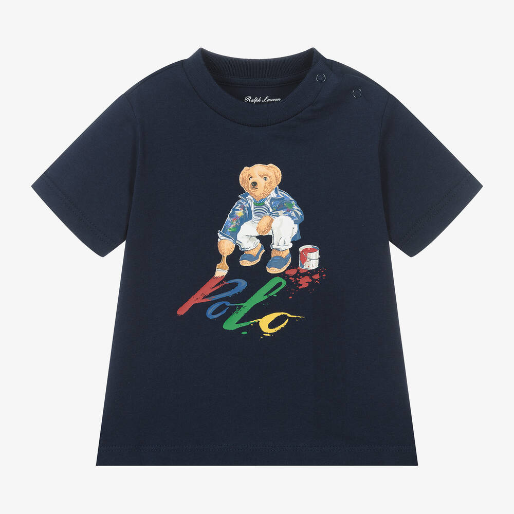 Ralph Lauren-Baby Boys Blue Polo Bear Cotton T-Shirt | Childrensalon Outlet